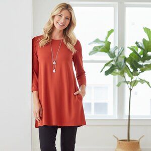 J. Jill Purejill Coral Wearable Soft Knit Relaxed A-line Tunic Top, Large